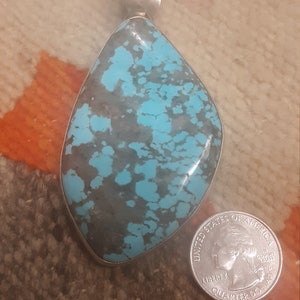 3&quot; Sterling silver Natural Blue Kingman Turquoise Slab pendant by Adam Fierro 38 grams