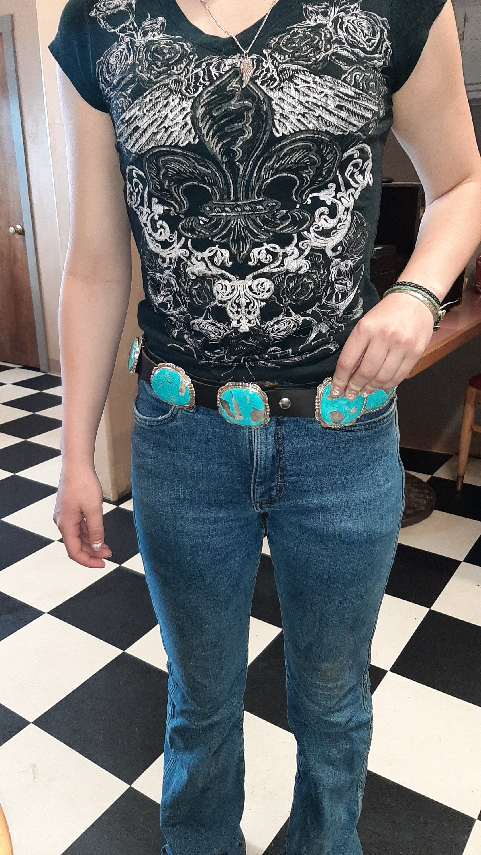 Kingman Blue Turquoise Slab Concho Belt by Adam Fierro . - Etsy