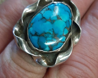 Kingman Turquoise ring by Randy Christiansen size 8 1/4