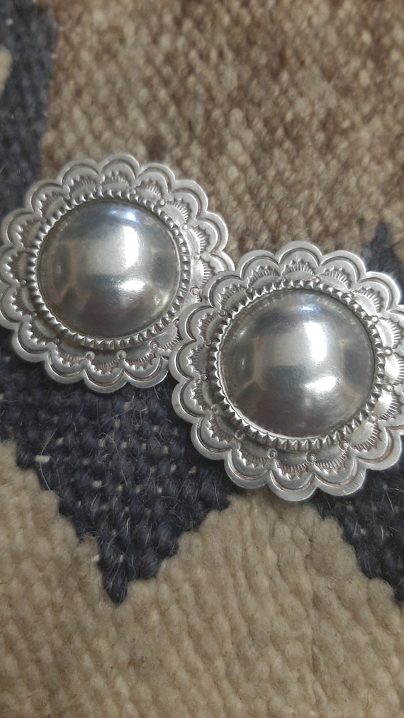 1 1/2" Sterling silver Concho clip on earrings.  … - image 3