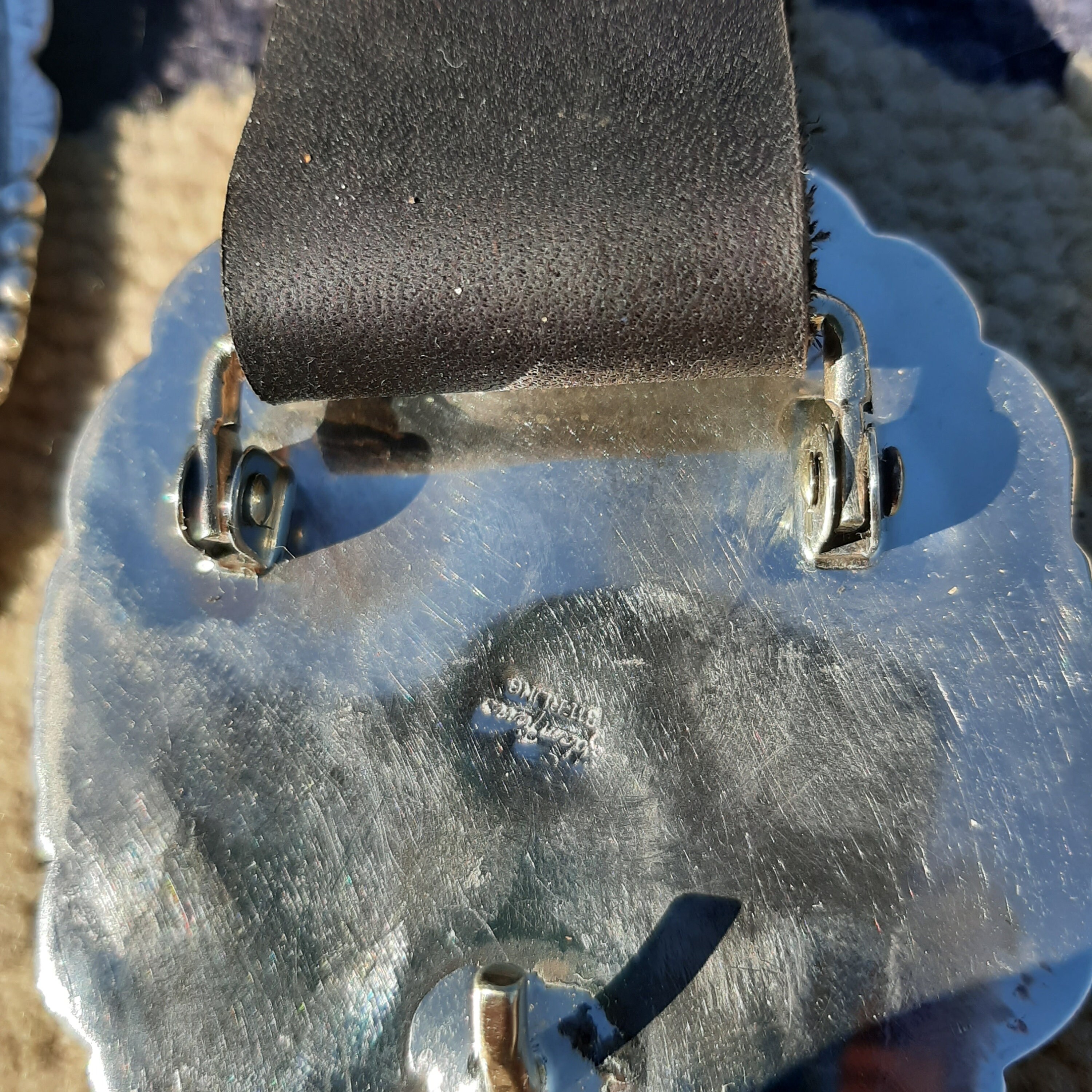 Genuine Royston Turq. Slab & Sterling Silver 11 Conchos Belt, Artist-Adam Fierro Plata de Santa Fe Jewelry main image 2