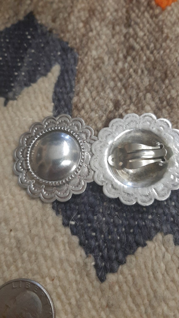 1 1/2" Sterling silver Concho clip on earrings.  … - image 2