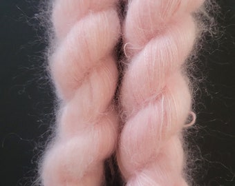 Hand Dyed Yarn Lace Weight Ultrafine 72/28 SuperKid Mohair/Mulberry Silk - Cotton Candy - 50g 459 yd Soft pink