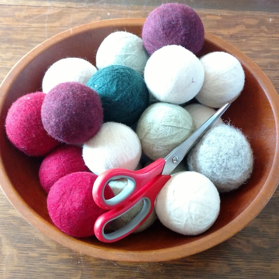 Handcrafted Wool Dryer Balls Set of Five 5 100% Wool Dryer Balls Various  Mixed Colors 