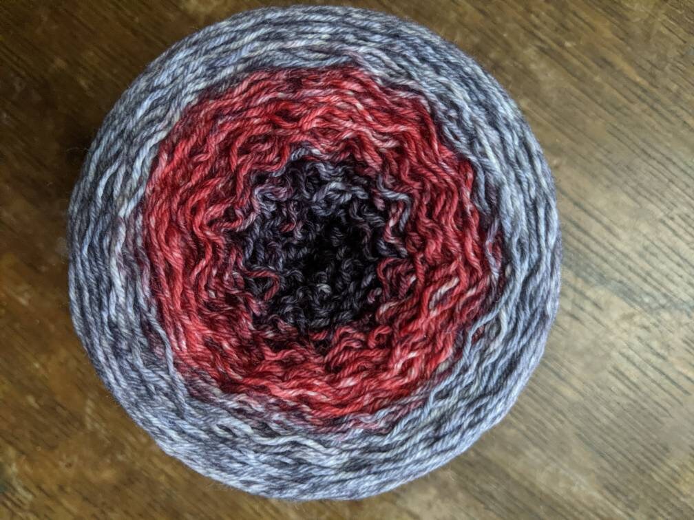 Red Yarn with Grey & Black Accents