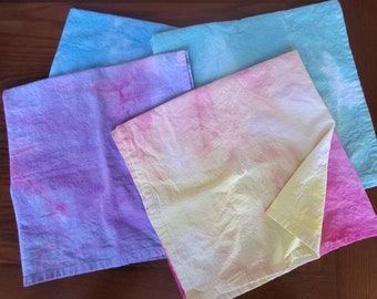 Snow-dyed Flour Sack Towels 100% Organic Cotton, approximately 26"x27" with hang loops
