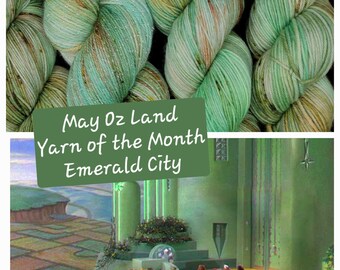 May Oz Land Yarn of the Month - Emerald City - Pre-order CLOSES April 22 - Many Shades of Green with Pops of Gold and Brown