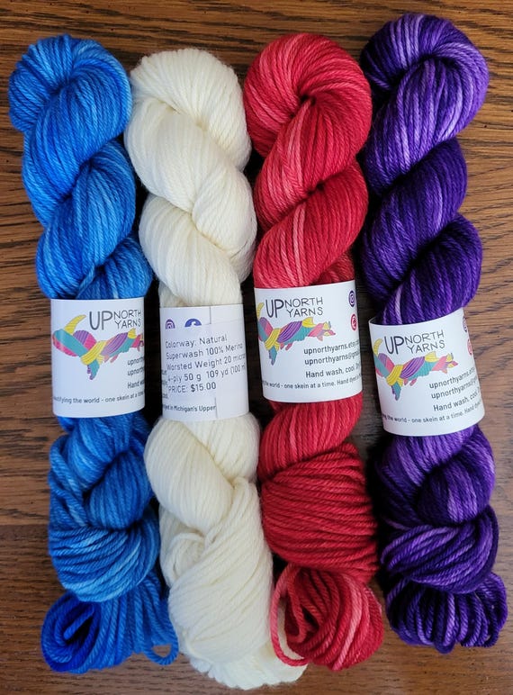 Hand Dyed Merino Wool Yarn: Midi Skeins 50 gram Half Skein for Colorwork