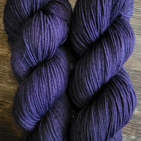 Hand Dyed Yarn Lace or Sock Weight - Midnight at the Oasis - SuperKid Mohair/Silk, Merino/Nylon fingering sock - Blackest Purple
