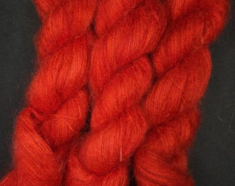 Hand-Dyed Red Lace Weight Yarn: Cherries - SuperKid Mohair Silk Blend