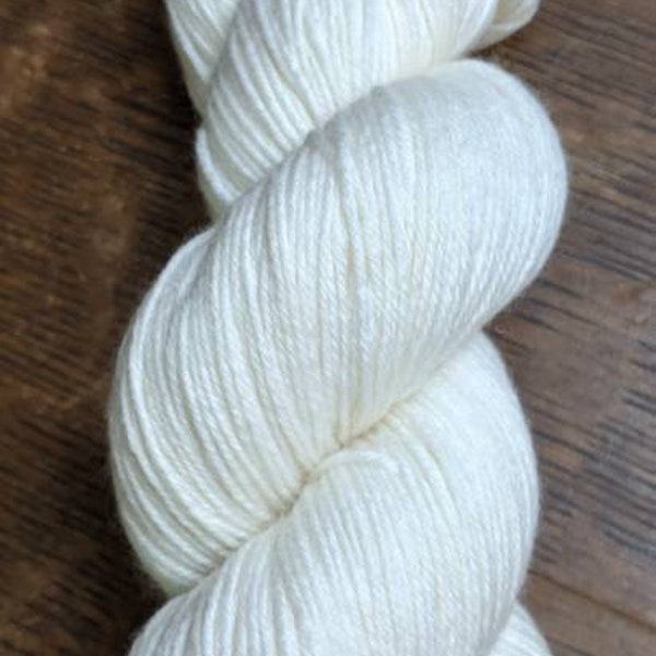 Hand Dyed Yarn Fingering Sock Yarn - Natural Warm White - 100g Superwash Merino DK Aran Worsted Mohair Sparkle Colorwork Stranded Knitting