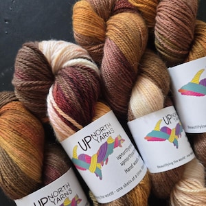 Hand Dyed Non-Superwash Merino Yarn: Rustic - Browns, Rusts, Orange image 1