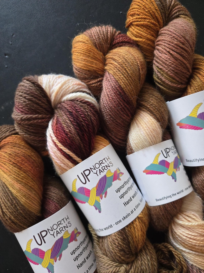 Hand Dyed Non-Superwash Merino Yarn: Rustic - Browns, Rusts, Orange image 1