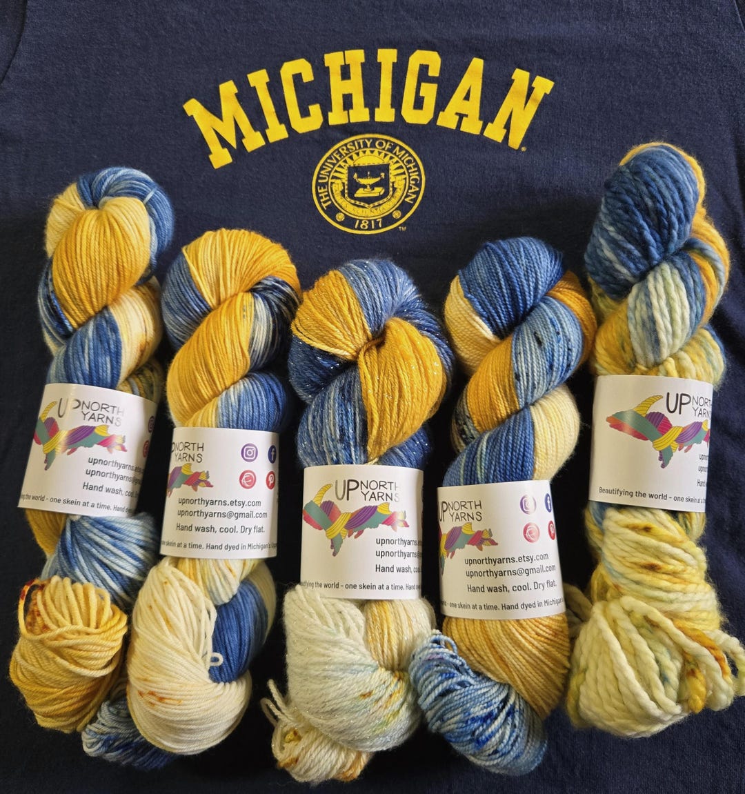 Hand Dyed Yarn: Wolverines Maize and Blue Speckled Merino - Etsy