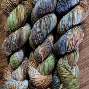 Hand Dyed Yarn Fingering Sock - Outcropping - Superwash Merino/Nylon or Zebra - Browns, Grays, Greens