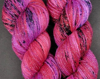 Hand Dyed Yarn Fingering Sock - Red-purple Crayon - Superwash Merino/Nylon or Aran - Purple, Fuchsia, Red