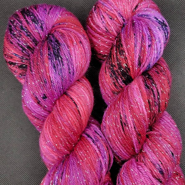 Hand Dyed Yarn Fingering Sock - Red-purple Crayon - Superwash Merino/Nylon or Aran - Purple, Fuchsia, Red