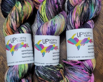 Hand Dyed Fluorescent Sock Yarn: - Flashlight - SW Merino Nylon Blend
