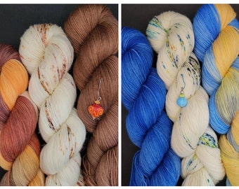 Hand Dyed Yarn - Spring and Autumn Kits - Superwash Sock, Donegal Tweed, or DK Sets 300 grams
