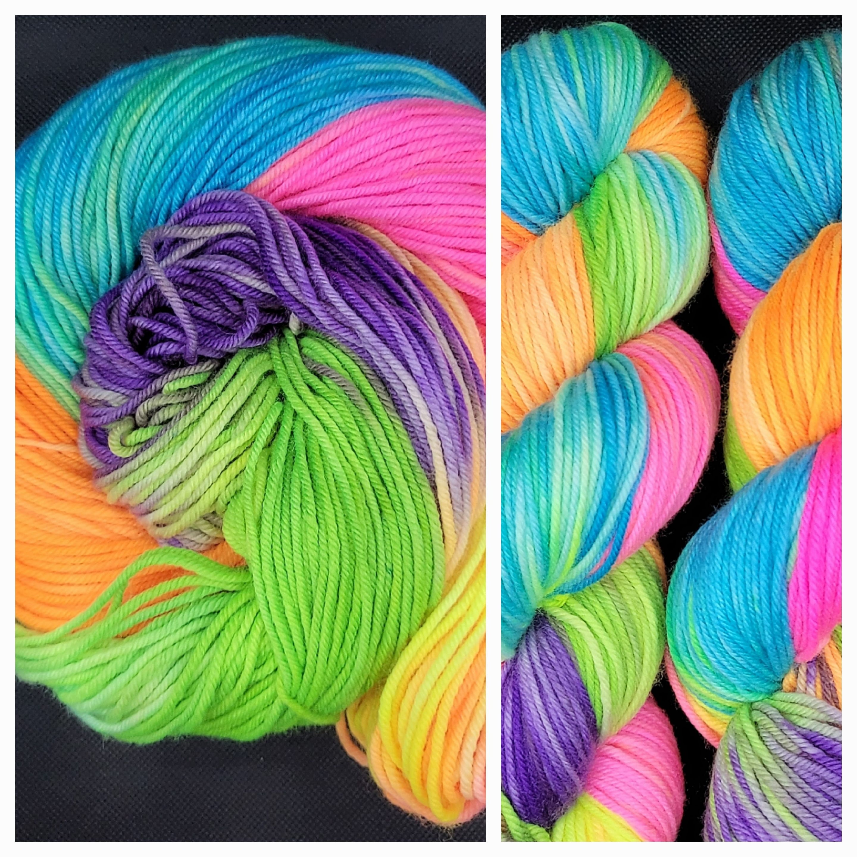 Worsted Weight Yarn, Hand Dyed, Speckled, Superwash Merino, Neon Rainbow  Speckled Yarn, Hand Dyed Yarn 100 G/218 Yds, Worsted Yarn Voila 