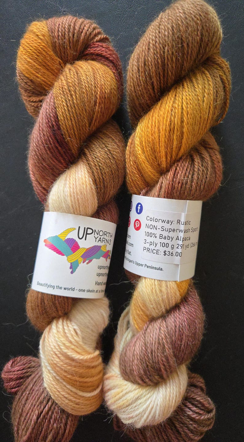 Hand Dyed Non-Superwash Merino Yarn: Rustic - Browns, Rusts, Orange NSW Baby Alpaca