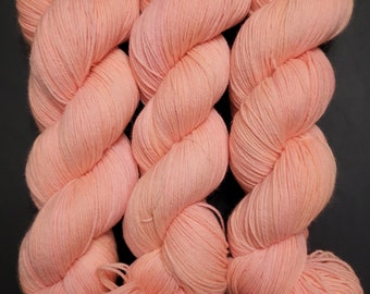 Hand Dyed Yarn Fingering Sock - Cantaloupe - Superwash Sock Merino Wool/Nylon or Sparkle or NSW Mohair/Silk - Soft Orange