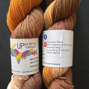 Hand Dyed Non-Superwash Merino Yarn: Rustic - Browns, Rusts, Orange NSW Merino Worsted