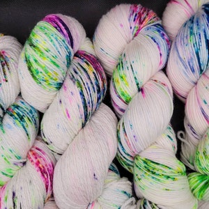 Hand Dyed Yarn Fingering Sock - Rainbow Brite - 100g Superwash Sock or Sparkle Merino/Nylon/Lurex Rainbow Speckles