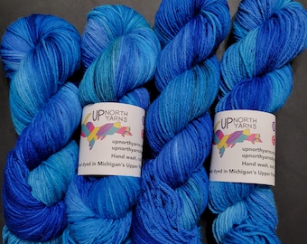 Hand Dyed Yarn Fingering Sock and DK - I Guess That's Why They Call it the Blues - Tonal Blues