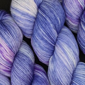 Hand Dyed Yarn Sock Fingering Yarn - Lilacs - 100g SW 100% Merino, 75/25 Merino/Nylon Soft Variegated Purple