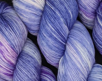 Hand Dyed Yarn Sock Fingering Yarn - Lilacs - 100g SW 100% Merino, 75/25 Merino/Nylon Soft Variegated Purple