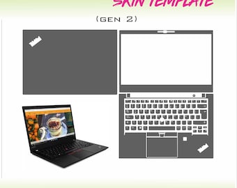 Skin cut template for Lenovo ThinkPad T14 - P14s Gen 2 laptop (Vector)