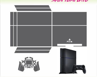 Cutout template for Playstation 4, PS4 fat skin - with full controller, vector file