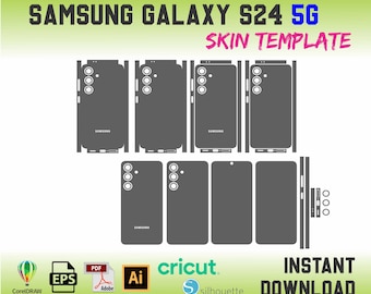 Samsung Galaxy S24 5G Skin Cutting Template Full Die-Cut Vector File