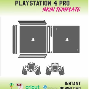 Plantilla de piel consola Ps4 Pro Completa + Control Skin cut Template Vector Archivo de corte