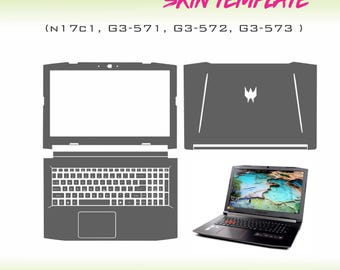 skincut template Acer Predator helios 300 15.6" full wrap Laptop template file svg Cricut Silhouette