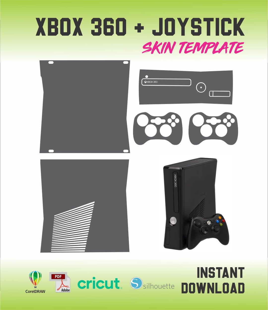 Xbox 360 Slim Complete + Controller Skin Cut Template Vector - Etsy
