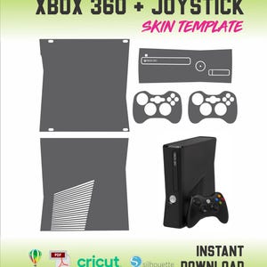 Xbox 360 Slim Komplettset + Controller-Skin Schnittvorlage (Vektor)