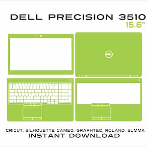 May include: Green Dell Precision 3510 laptop design with a 15.6-inch screen. The image shows the top, bottom, keyboard, and screen layout. Text includes "DELL PRECISION 3510" and "INSTANT DOWNLOAD".