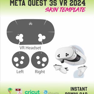 Meta Quest 3S VR Headset 2024 szablon wektorowy skóry wycina plik svg Cricut Silhouette