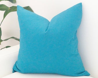 Peacock Blue designer pillow cover, 20" x 20" cotton pillow cover