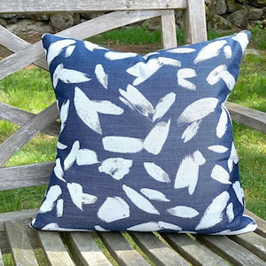 Blue & White Perennials Pillow Cover: Double Sided Indoor/Outdoor Accent