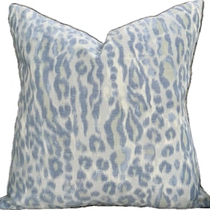 Blue Leopard Print Lumbar Pillow Cover - Cowtan & Tout Designer Fabric