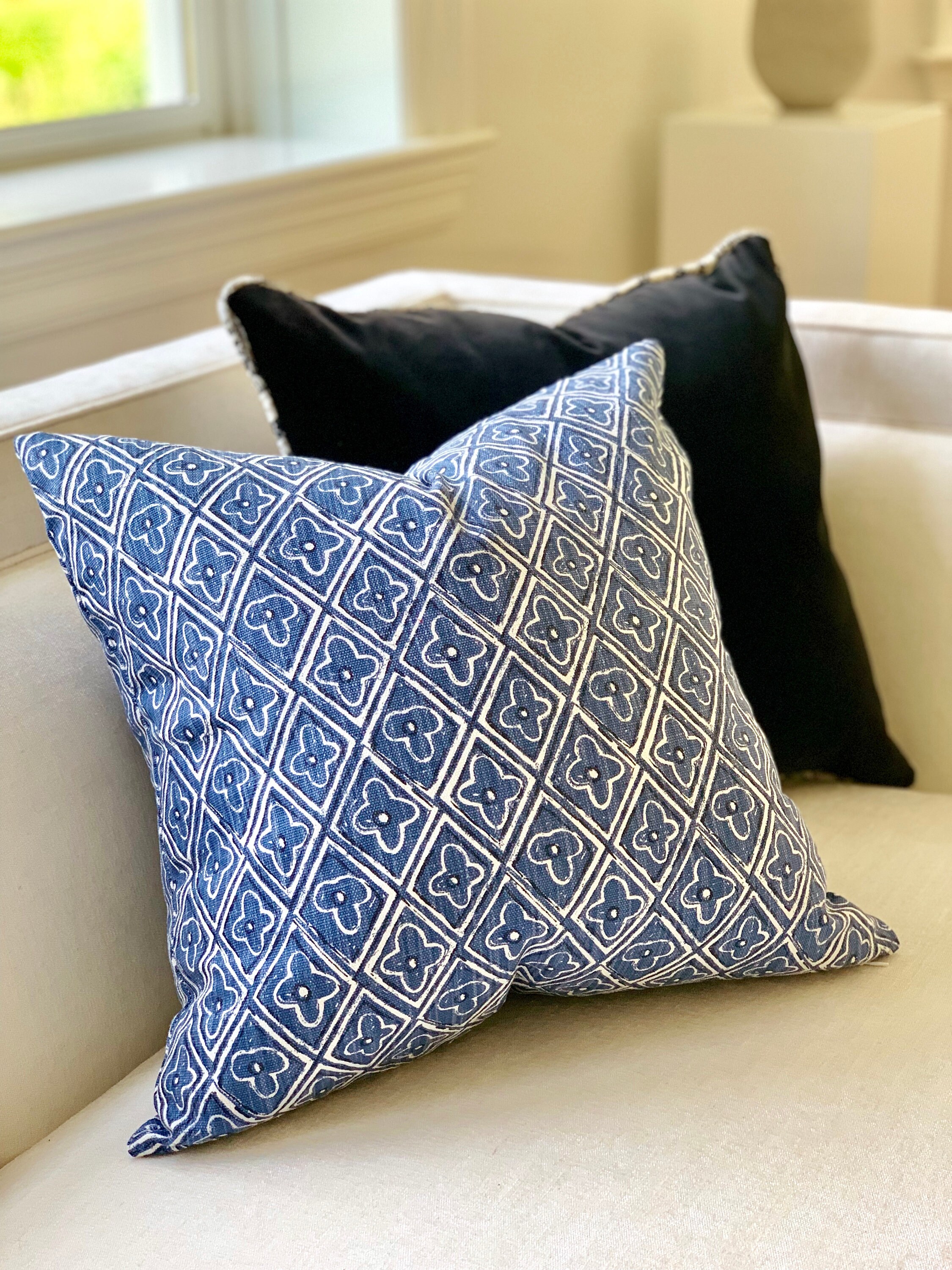 Cobalt blue and white lumbar pillow cover accent pillow toss Etsy