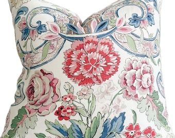 Cowtan and Tout Floral Linen Pillow Cover: Pink Peony Sofa Pillow