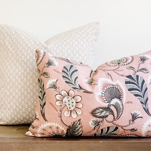 Schumacher blush pink pillow cover. blush pillow cover. 14 x 20 pillow cover, accent pillow, designer pillow cover, floral pillow cover