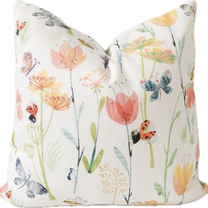 Floral Insect Pillow Cover: Kids Playroom Decor, Romo Designer Fabric