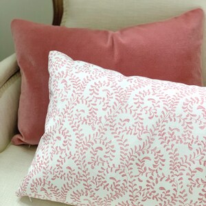 Pink and White vine designer pillow cover, pink throw pillow, pink and white designer pillow, high end pillow cover