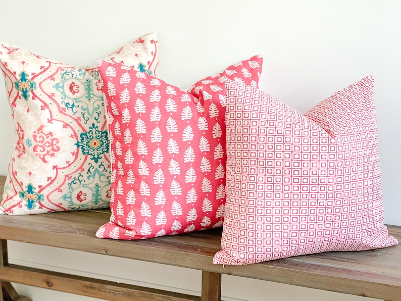 Pink Geometric Designer Pillow Cover Decorative Pillow Cover Etsy