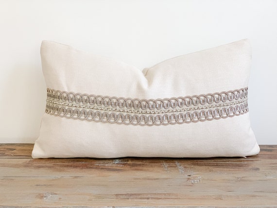 Neutral Lumbar Pillow Cover With Decorative Tape Neutral Decor